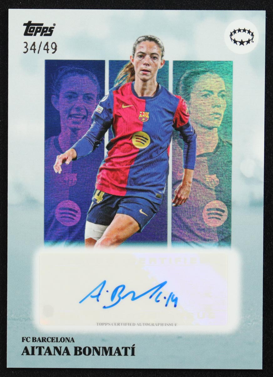 Aitana Bonmati 2022-23 Topps Knockout UEFA Women's Champions League Blue #NNO #34/49 at PristineAuction.com Aitana Bonmati 2022-23 Topps Knockout UEFA Women's Champions League Blue #NNO #34/49 at PristineAuction.com