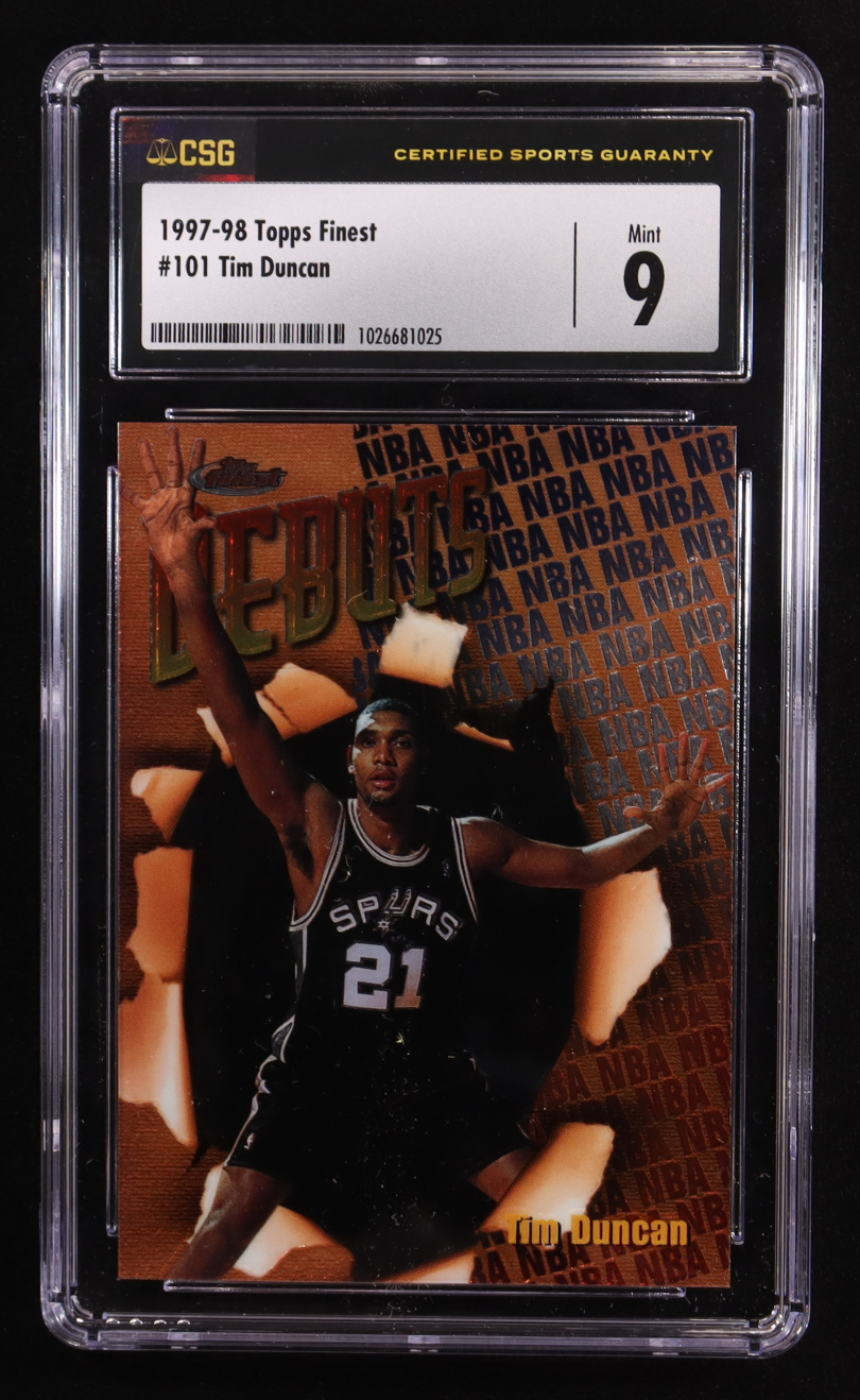 Tim Duncan 1997-98 Finest #101 RC (CSG 9) at PristineAuction.com Tim Duncan 1997-98 Finest #101 RC (CSG 9) at PristineAuction.com