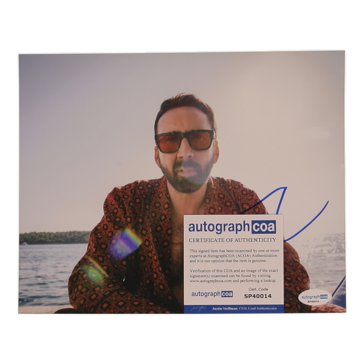 Nicolas Cage Signed "The Unbearable Weight of Massive Talent" 8x10 Photo (ACOA) at PristineAuction.com Nicolas Cage Signed "The Unbearable Weight of Massive Talent" 8x10 Photo (ACOA) at PristineAuction.com