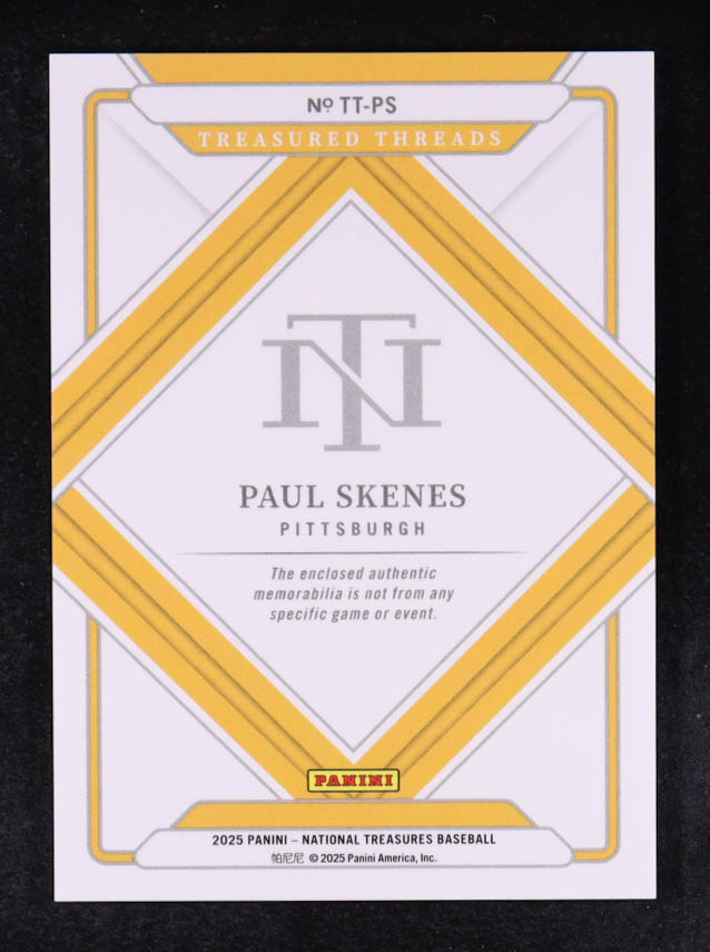 Paul Skenes 2025 Panini National Treasures Treasured Threads #7 #41/99 at PristineAuction.com Paul Skenes 2025 Panini National Treasures Treasured Threads #7 #41/99 at PristineAuction.com
