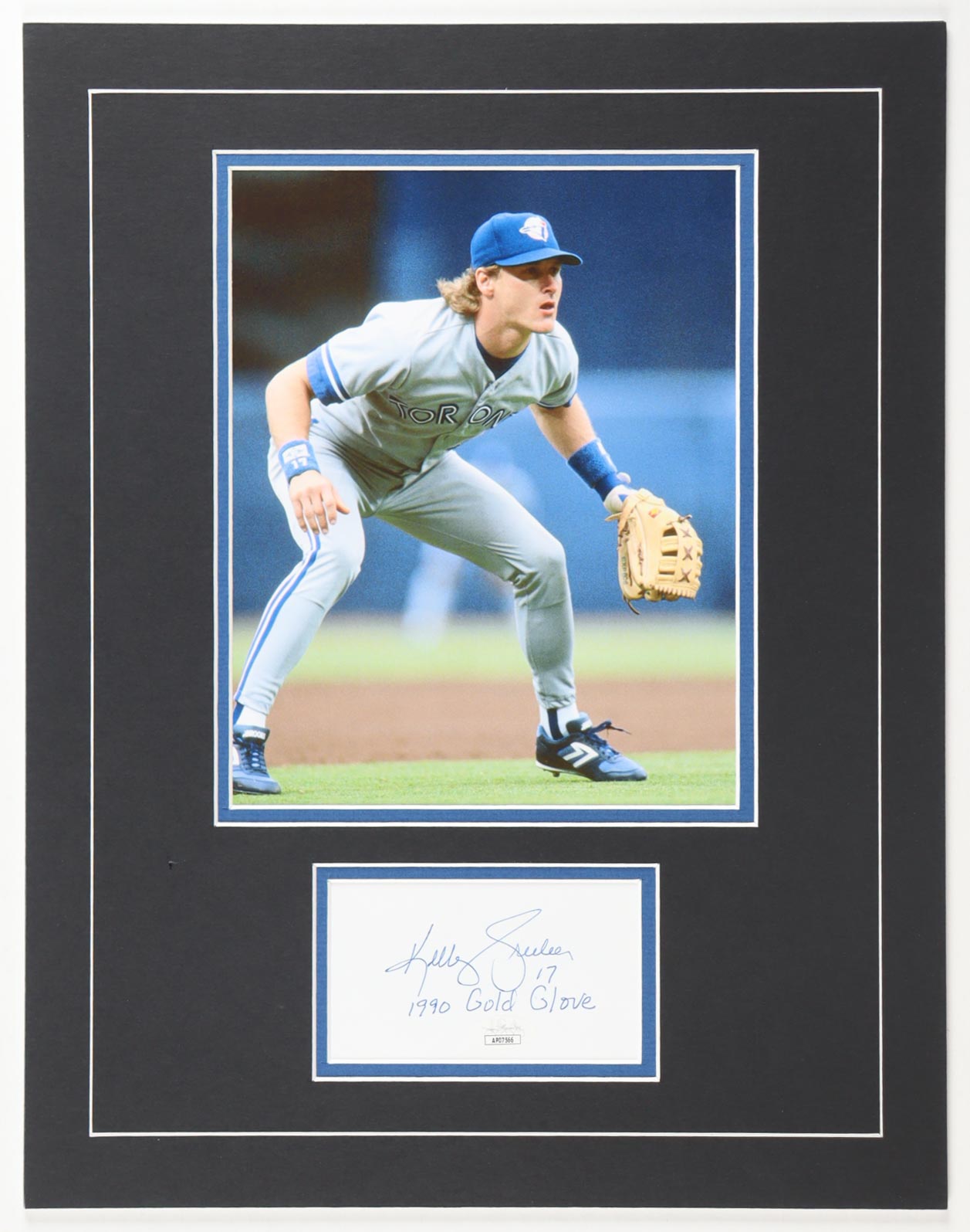 Kelly Gruber Signed Blue Jays Custom Matted Photo Display Inscribed "1990 Gold Glove" (JSA) at PristineAuction.com Kelly Gruber Signed Blue Jays Custom Matted Photo Display Inscribed "1990 Gold Glove" (JSA) at PristineAuction.com