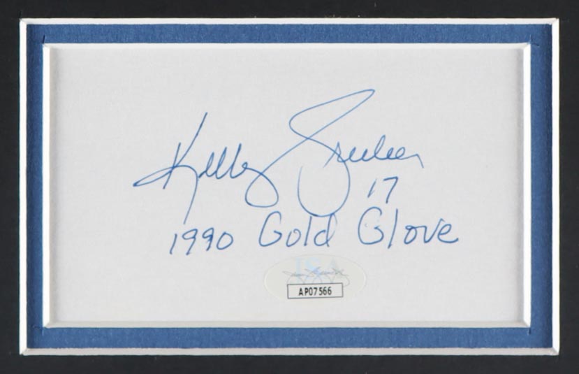 Kelly Gruber Signed Blue Jays Custom Matted Photo Display Inscribed "1990 Gold Glove" (JSA) at PristineAuction.com Kelly Gruber Signed Blue Jays Custom Matted Photo Display Inscribed "1990 Gold Glove" (JSA) at PristineAuction.com
