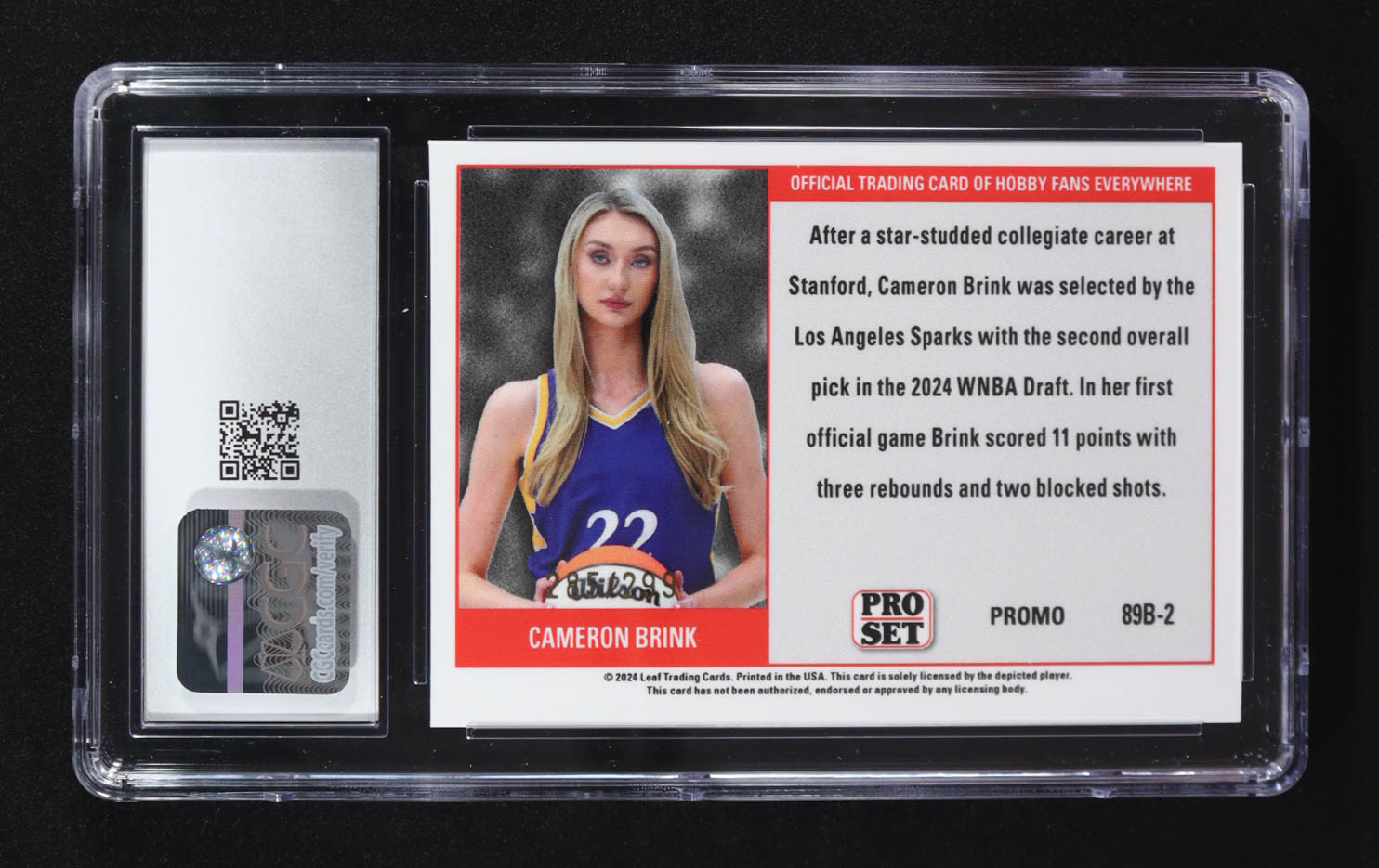 Cameron Brink 2024 Leaf Collective Promos '89 Pro Set Orange Shimmer #89B-2 RC #285/299 (CGC 10) at PristineAuction.com Cameron Brink 2024 Leaf Collective Promos '89 Pro Set Orange Shimmer #89B-2 RC #285/299 (CGC 10) at PristineAuction.com
