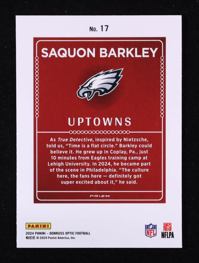 Saquon Barkley 2024 Donruss Optic Uptowns #17 at PristineAuction.com Saquon Barkley 2024 Donruss Optic Uptowns #17 at PristineAuction.com