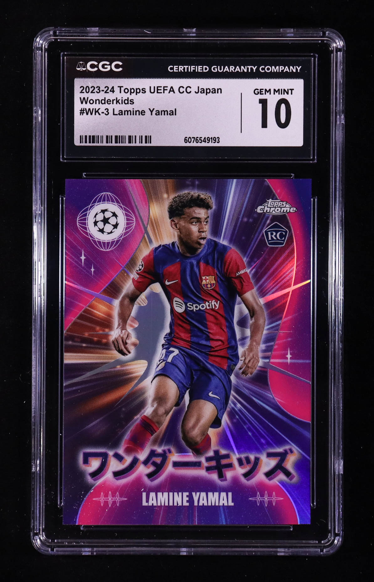 Lamine Yamal 2023-24 Topps Chrome UEFA Club Competitions Japan Wonderkids #WK3 RC (CGC 10) at PristineAuction.com Lamine Yamal 2023-24 Topps Chrome UEFA Club Competitions Japan Wonderkids #WK3 RC (CGC 10) at PristineAuction.com