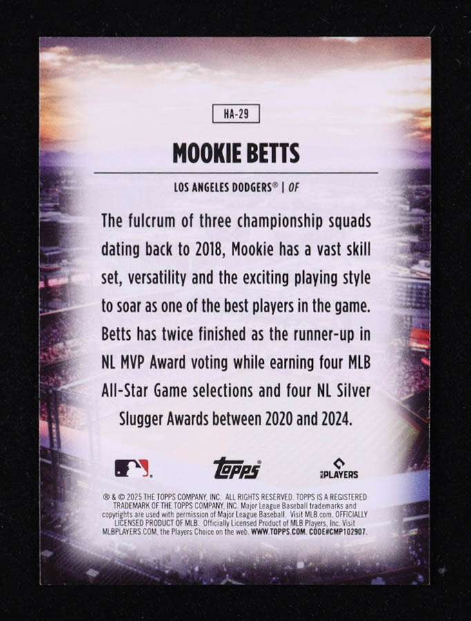 Mookie Betts 2025 Topps Home Field Advantage #HA29 at PristineAuction.com Mookie Betts 2025 Topps Home Field Advantage #HA29 at PristineAuction.com