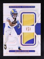 Blake Corum 2024 Panini National Treasures Rookie Dual Materials Holo Gold #3 #09/10 RC at PristineAuction.com