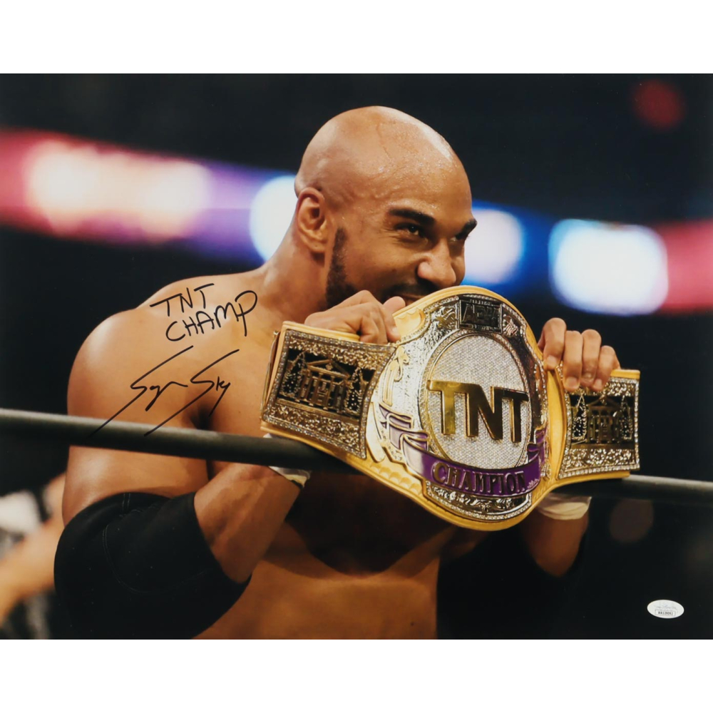 Scorpio Sky Signed AEW 16x20 Photo Inscribed "TNT Champ" (JSA) at PristineAuction.com