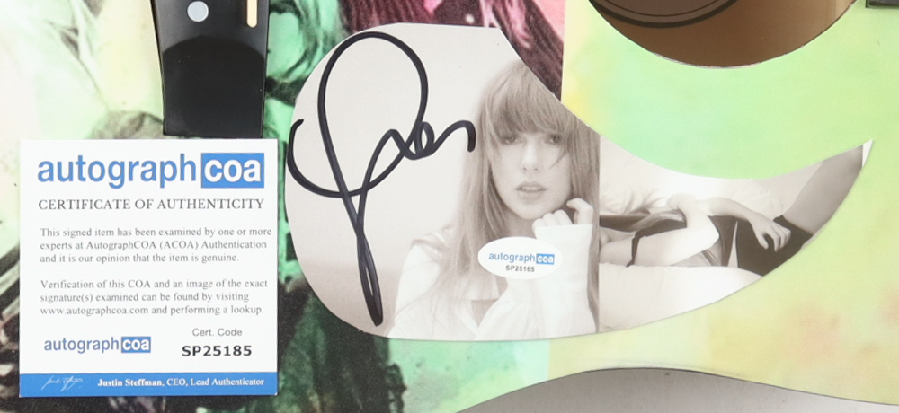 Taylor Swift Guitar with Signed Custom Insert Pickguard (ACOA) at PristineAuction.com Taylor Swift Guitar with Signed Custom Insert Pickguard (ACOA) at PristineAuction.com
