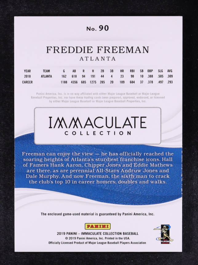 Freddie Freeman 2019 Immaculate Collection #90 Jersey #57/99 at PristineAuction.com Freddie Freeman 2019 Immaculate Collection #90 Jersey #57/99 at PristineAuction.com