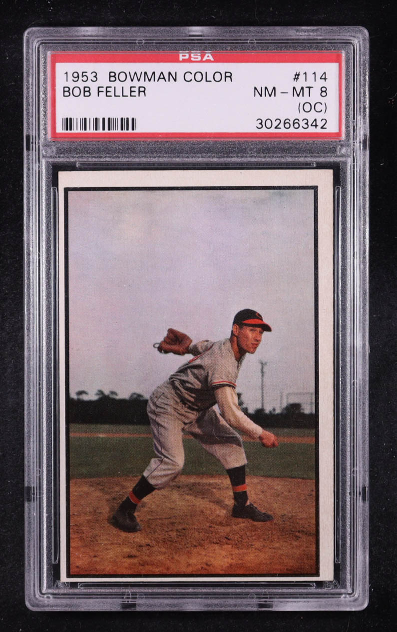 Bob Feller 1953 Bowman Color #114 (PSA 8) (OC) at PristineAuction.com Bob Feller 1953 Bowman Color #114 (PSA 8) (OC) at PristineAuction.com