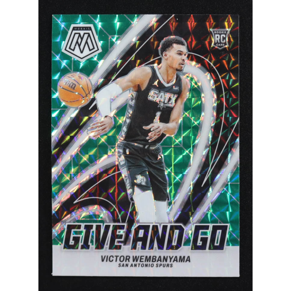Victor Wembanyama 2023-24 Panini Mosaic Give and Go Mosaic Green #12 RC at PristineAuction.com