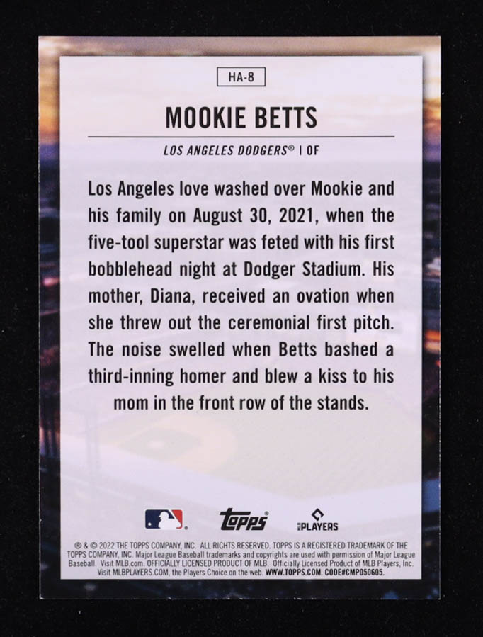 Mookie Betts 2022 Topps Home Field Advantage #HA8 at PristineAuction.com Mookie Betts 2022 Topps Home Field Advantage #HA8 at PristineAuction.com