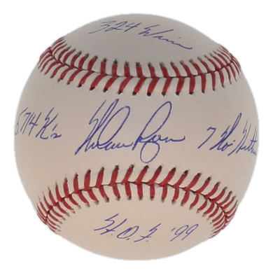 Nolan Ryan Signed OML Baseball with Multiple Career Stat Inscriptions (AIV & Ryan) at PristineAuction.com Nolan Ryan Signed OML Baseball with Multiple Career Stat Inscriptions (AIV & Ryan) at PristineAuction.com