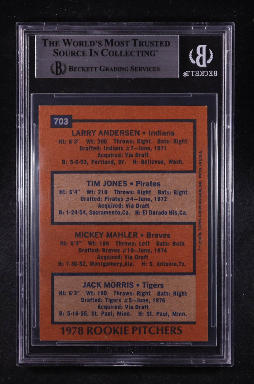 Jack Morris Signed 1978 Topps Rookie Pitchers #703 RC (BGS) at PristineAuction.com Jack Morris Signed 1978 Topps Rookie Pitchers #703 RC (BGS) at PristineAuction.com