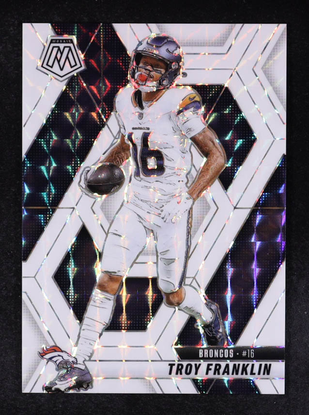 Troy Franklin 2025 Panini Mosaic Mosaic White #16 #3/25 at PristineAuction.com Troy Franklin 2025 Panini Mosaic Mosaic White #16 #3/25 at PristineAuction.com