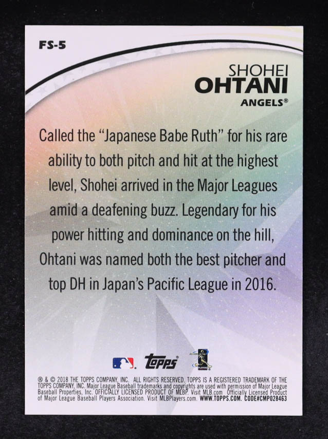 Shohei Ohtani 2018 Topps Future Stars #FS5 RC at PristineAuction.com Shohei Ohtani 2018 Topps Future Stars #FS5 RC at PristineAuction.com