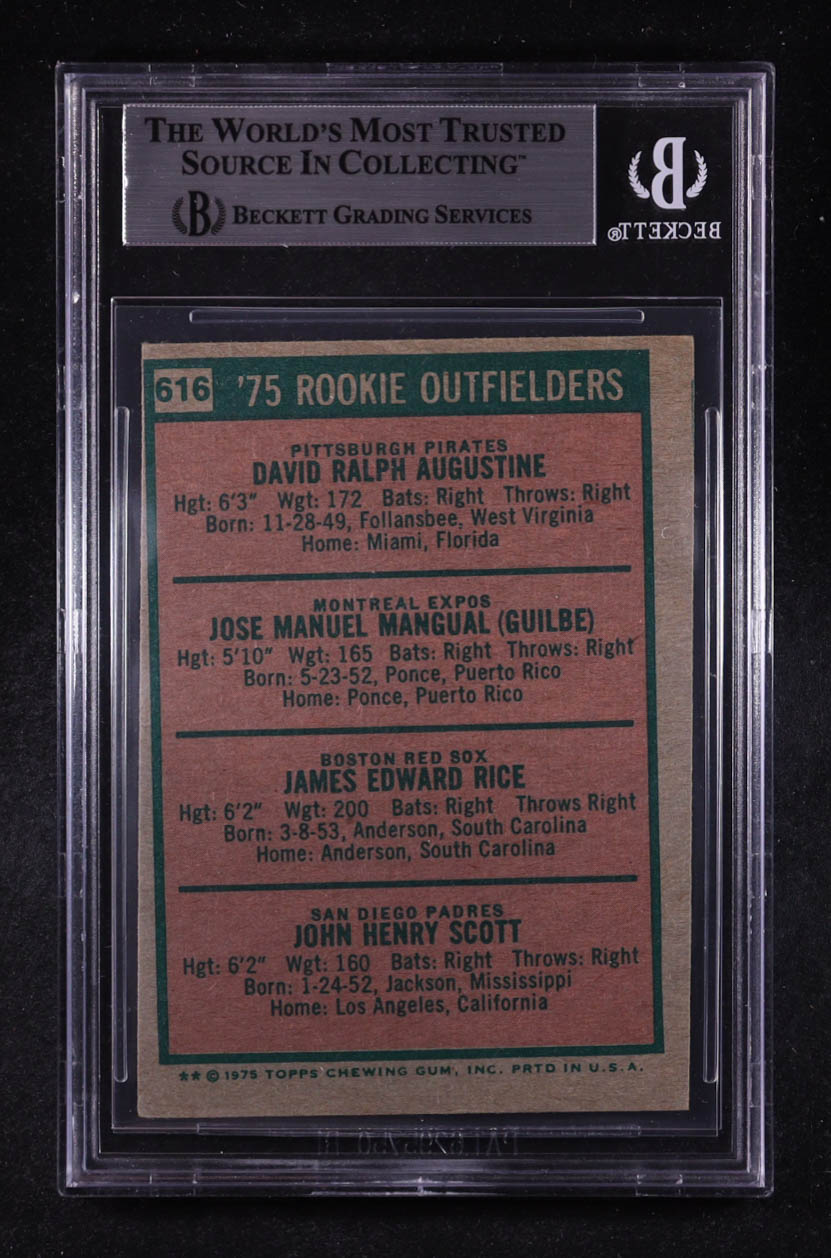 Jim Rice Signed 1975 Topps Rookie Outfielders #616 RC (BGS | Autograph Graded BGS 10) at PristineAuction.com Jim Rice Signed 1975 Topps Rookie Outfielders #616 RC (BGS | Autograph Graded BGS 10) at PristineAuction.com