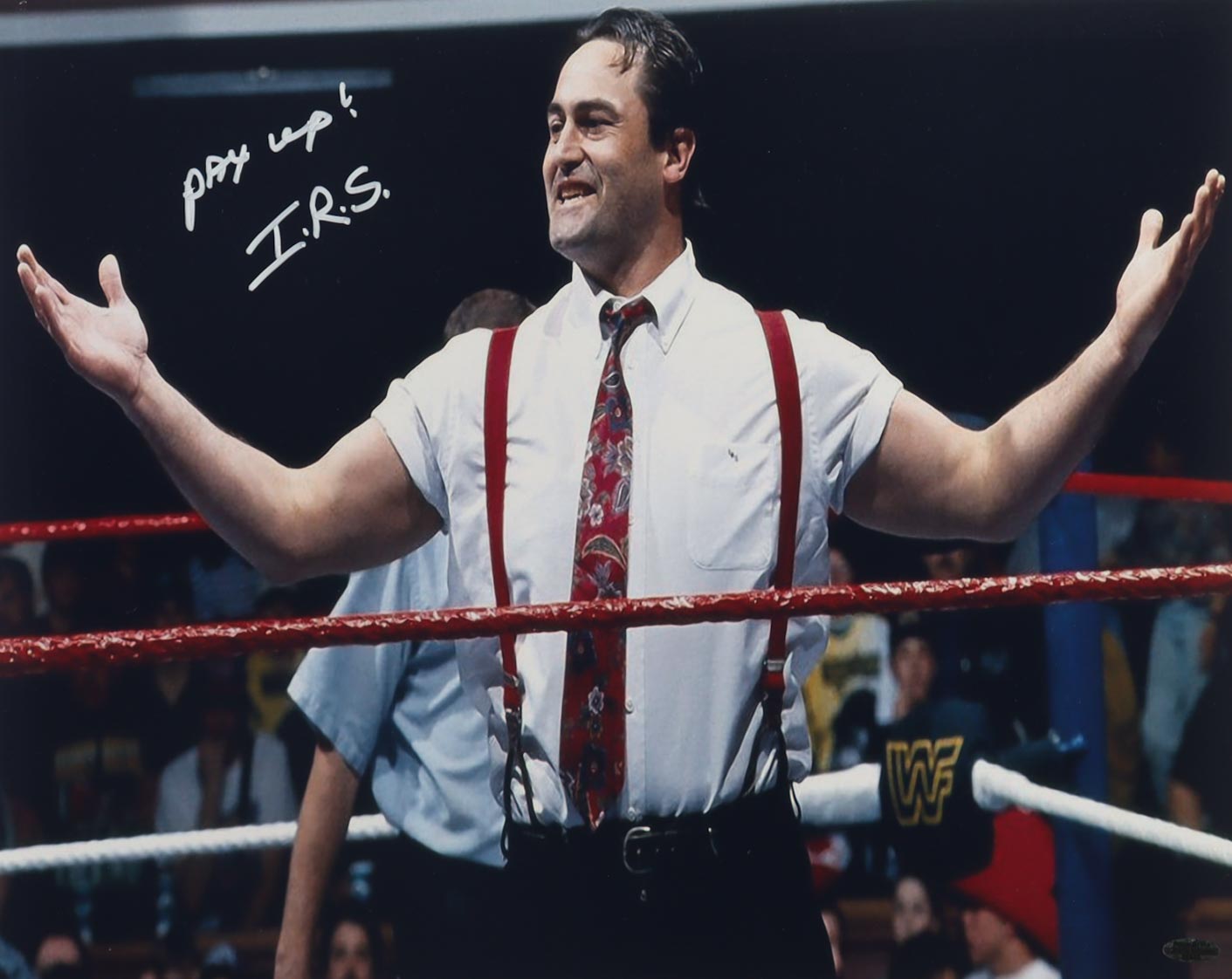 Mike Rotunda Signed WWE 16x20 Photo Inscribed "Pay Up!" & "I.R.S" (Playball Ink) at PristineAuction.com Mike Rotunda Signed WWE 16x20 Photo Inscribed "Pay Up!" & "I.R.S" (Playball Ink) at PristineAuction.com