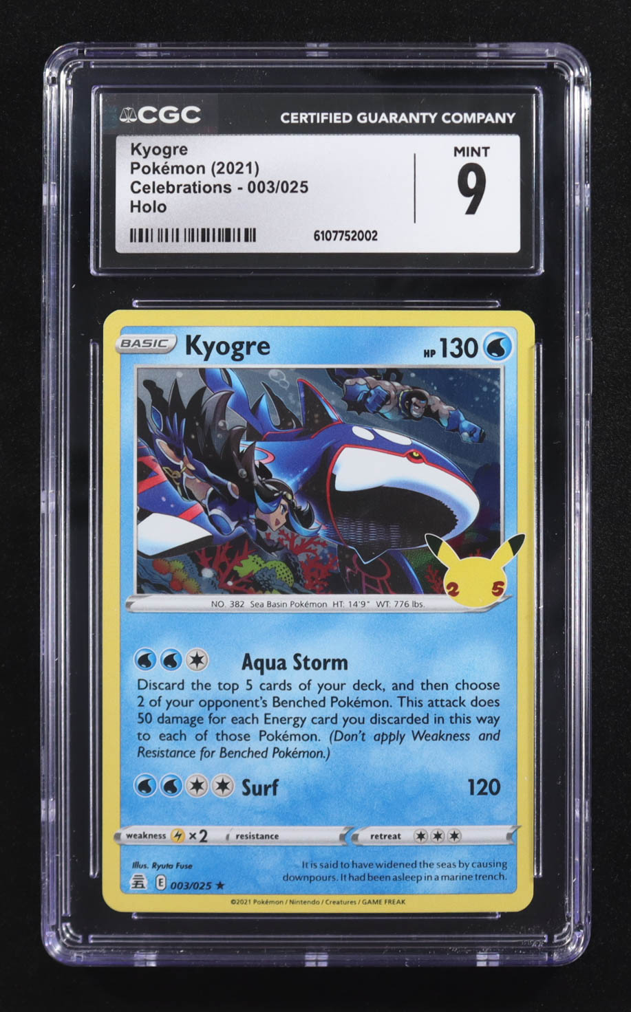 Kyogre 2021 Pokemon Celebrations Holo #003 (CGC 9) at PristineAuction.com Kyogre 2021 Pokemon Celebrations Holo #003 (CGC 9) at PristineAuction.com