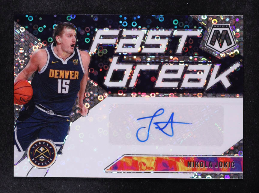 Nikola Jokic 2019-20 Panini Mosaic Autographs Fast Break #52 at PristineAuction.com Nikola Jokic 2019-20 Panini Mosaic Autographs Fast Break #52 at PristineAuction.com