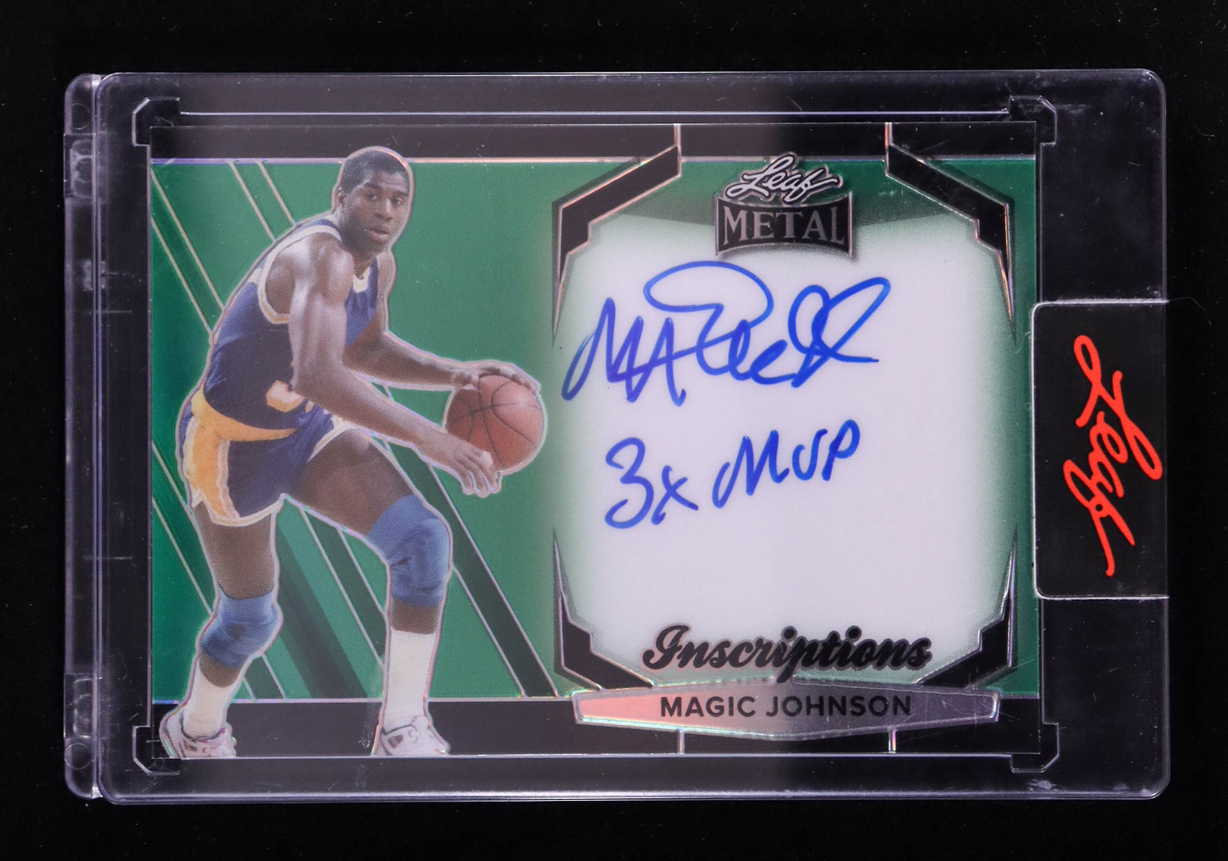 Magic Johnson 2024 Leaf Metal Inscriptions Prismatic Green #MHIMJ6 #028/150 at PristineAuction.com Magic Johnson 2024 Leaf Metal Inscriptions Prismatic Green #MHIMJ6 #028/150 at PristineAuction.com