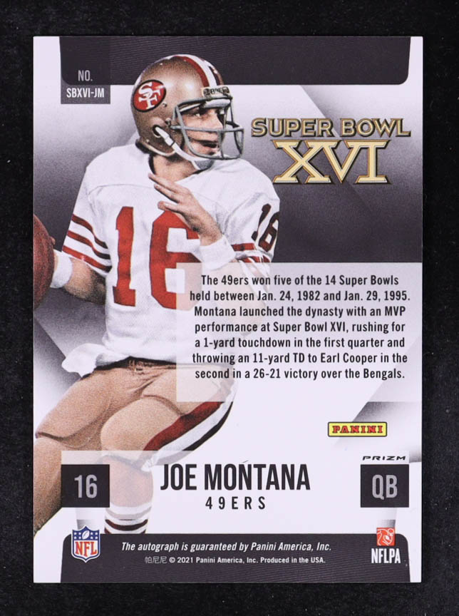 Joe Montana 2021 Panini Super Bowl XVI Signatures #SBXVIJM at PristineAuction.com Joe Montana 2021 Panini Super Bowl XVI Signatures #SBXVIJM at PristineAuction.com