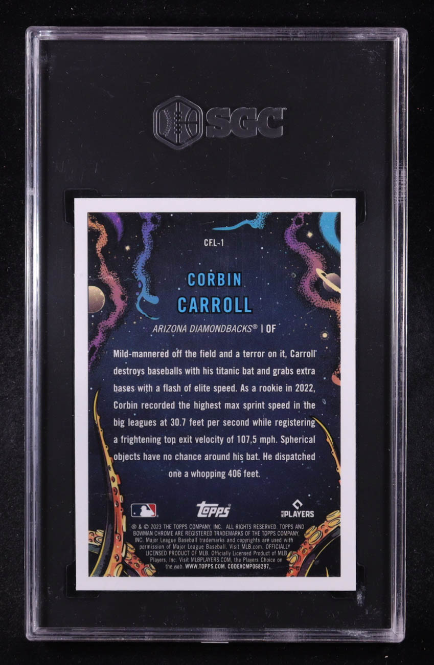 Corbin Carroll 2023 Bowman Chrome It Came for the League #CFL1 RC (SGC 10) at PristineAuction.com Corbin Carroll 2023 Bowman Chrome It Came for the League #CFL1 RC (SGC 10) at PristineAuction.com