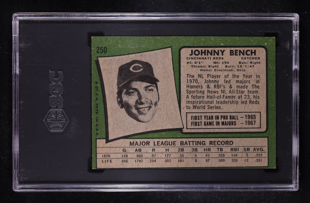 Johnny Bench 1971 Topps #250 (SGC 4) at PristineAuction.com Johnny Bench 1971 Topps #250 (SGC 4) at PristineAuction.com