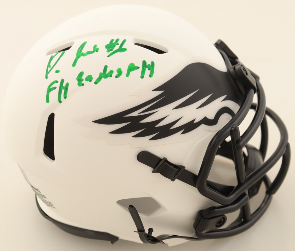 DeVonta Smith Signed Eagles Lunar Eclipse Alternate Speed Mini Helmet Inscribed "Fly Eagles Fly" (Beckett) at PristineAuction.com DeVonta Smith Signed Eagles Lunar Eclipse Alternate Speed Mini Helmet Inscribed "Fly Eagles Fly" (Beckett) at PristineAuction.com