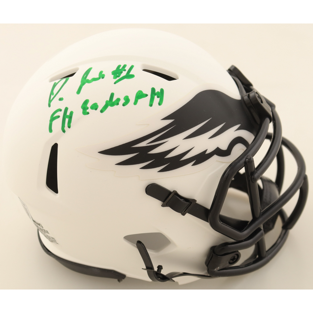 DeVonta Smith Signed Eagles Lunar Eclipse Alternate Speed Mini Helmet Inscribed "Fly Eagles Fly" (Beckett) at PristineAuction.com