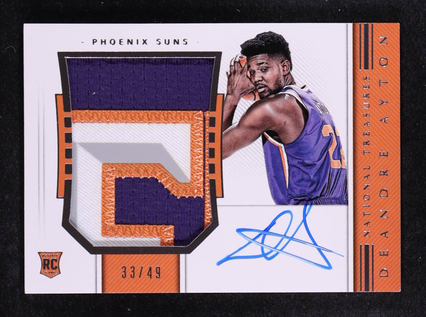 Deandre Ayton 2018-19 Panini National Treasures Rookie Patch Autographs Horizontal #118 #33/49 RC at PristineAuction.com Deandre Ayton 2018-19 Panini National Treasures Rookie Patch Autographs Horizontal #118 #33/49 RC at PristineAuction.com
