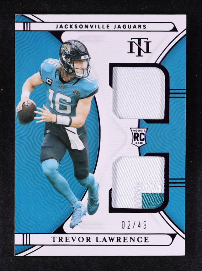 Trevor Lawrence 2021 Panini National Treasures Rookie Dual Materials Purple #1 #02/49 RC at PristineAuction.com Trevor Lawrence 2021 Panini National Treasures Rookie Dual Materials Purple #1 #02/49 RC at PristineAuction.com