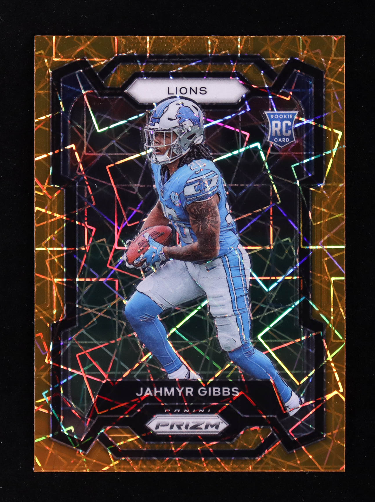 Jahmyr Gibbs 2023 Panini Prizm Prizms Orange Lazer #331 RC at PristineAuction.com Jahmyr Gibbs 2023 Panini Prizm Prizms Orange Lazer #331 RC at PristineAuction.com