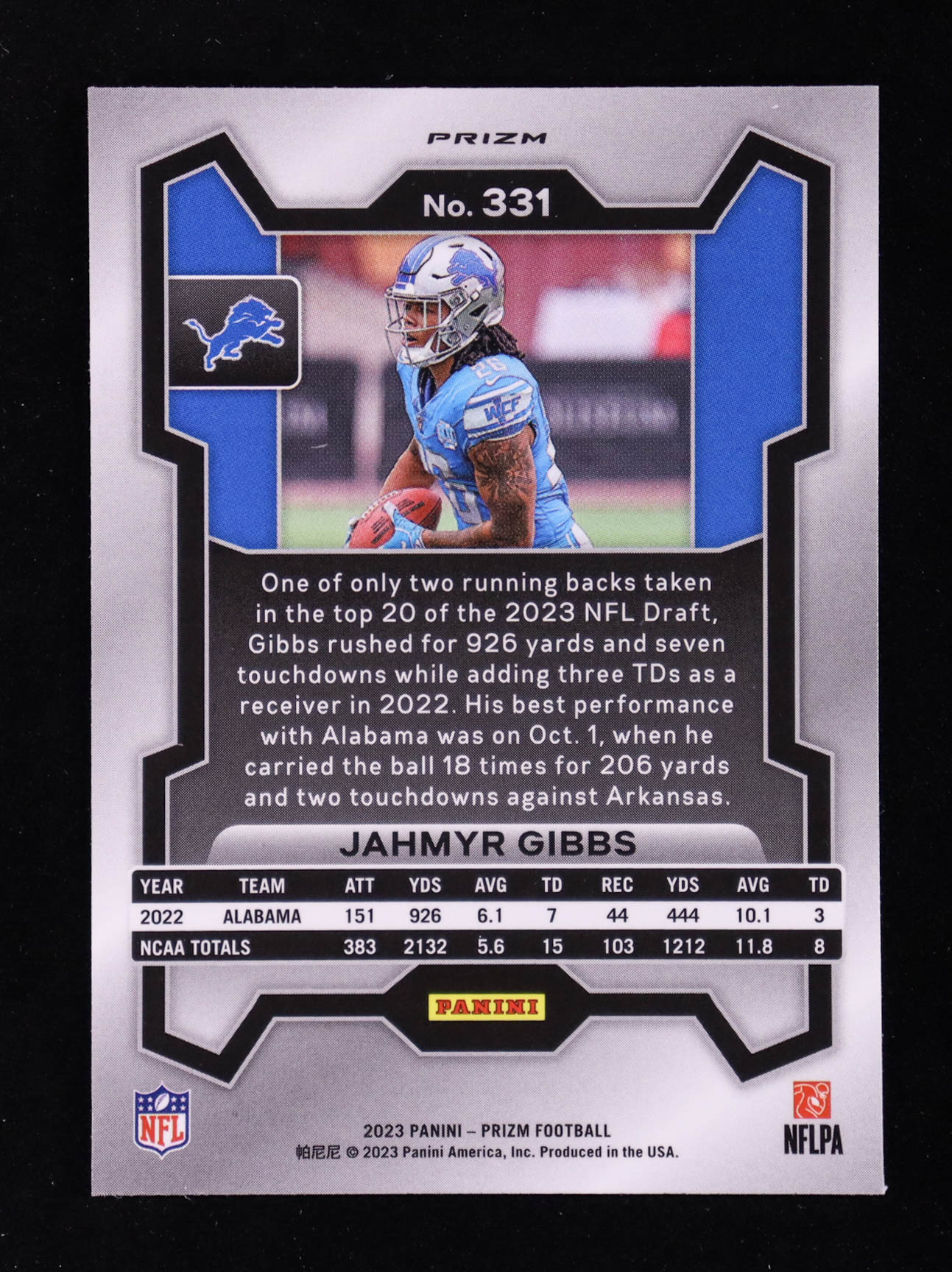 Jahmyr Gibbs 2023 Panini Prizm Prizms Orange Lazer #331 RC at PristineAuction.com Jahmyr Gibbs 2023 Panini Prizm Prizms Orange Lazer #331 RC at PristineAuction.com
