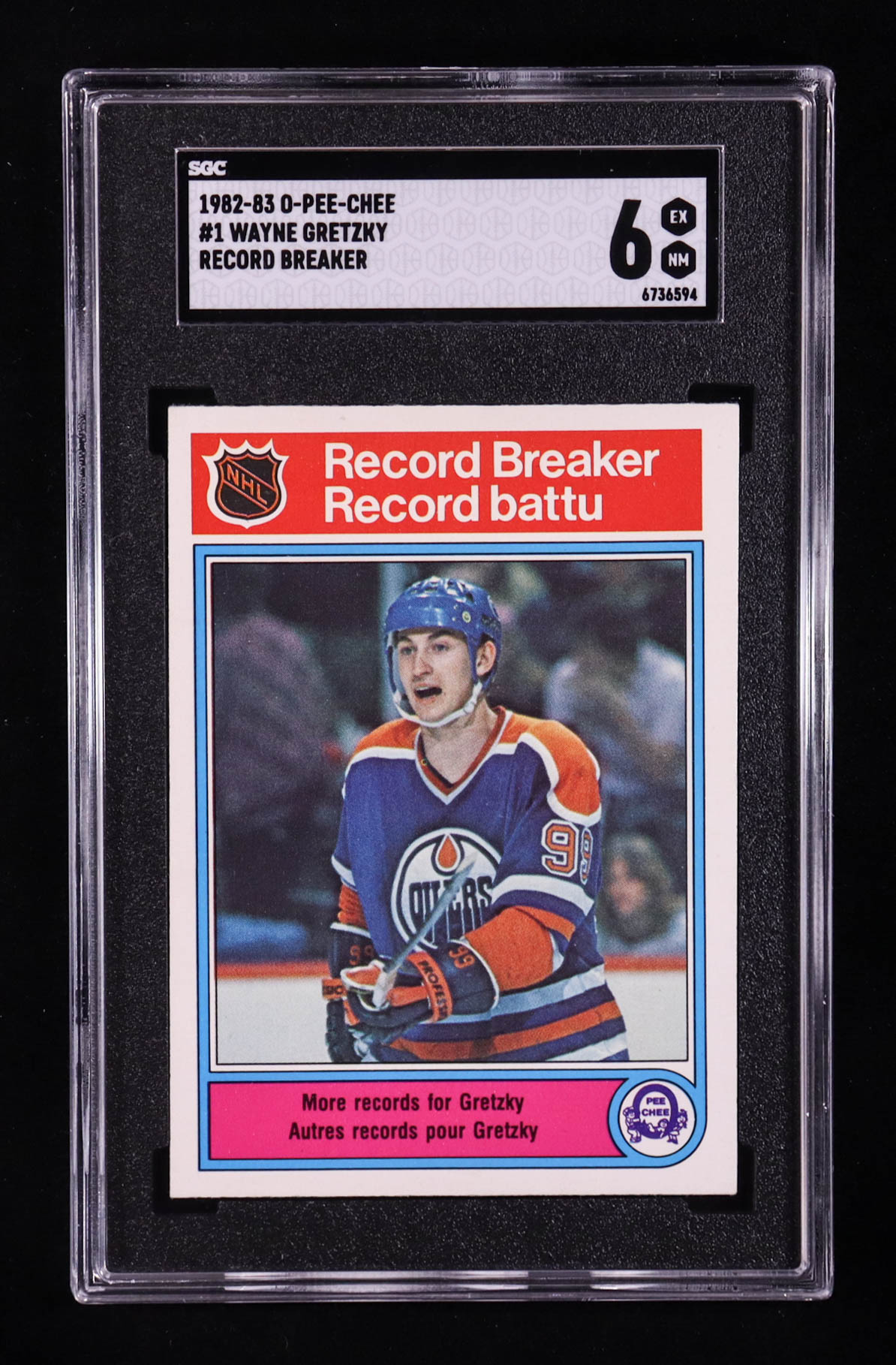 Wayne Gretzky 1982-83 O-Pee-Chee #1 HL (SGC 6) at PristineAuction.com Wayne Gretzky 1982-83 O-Pee-Chee #1 HL (SGC 6) at PristineAuction.com