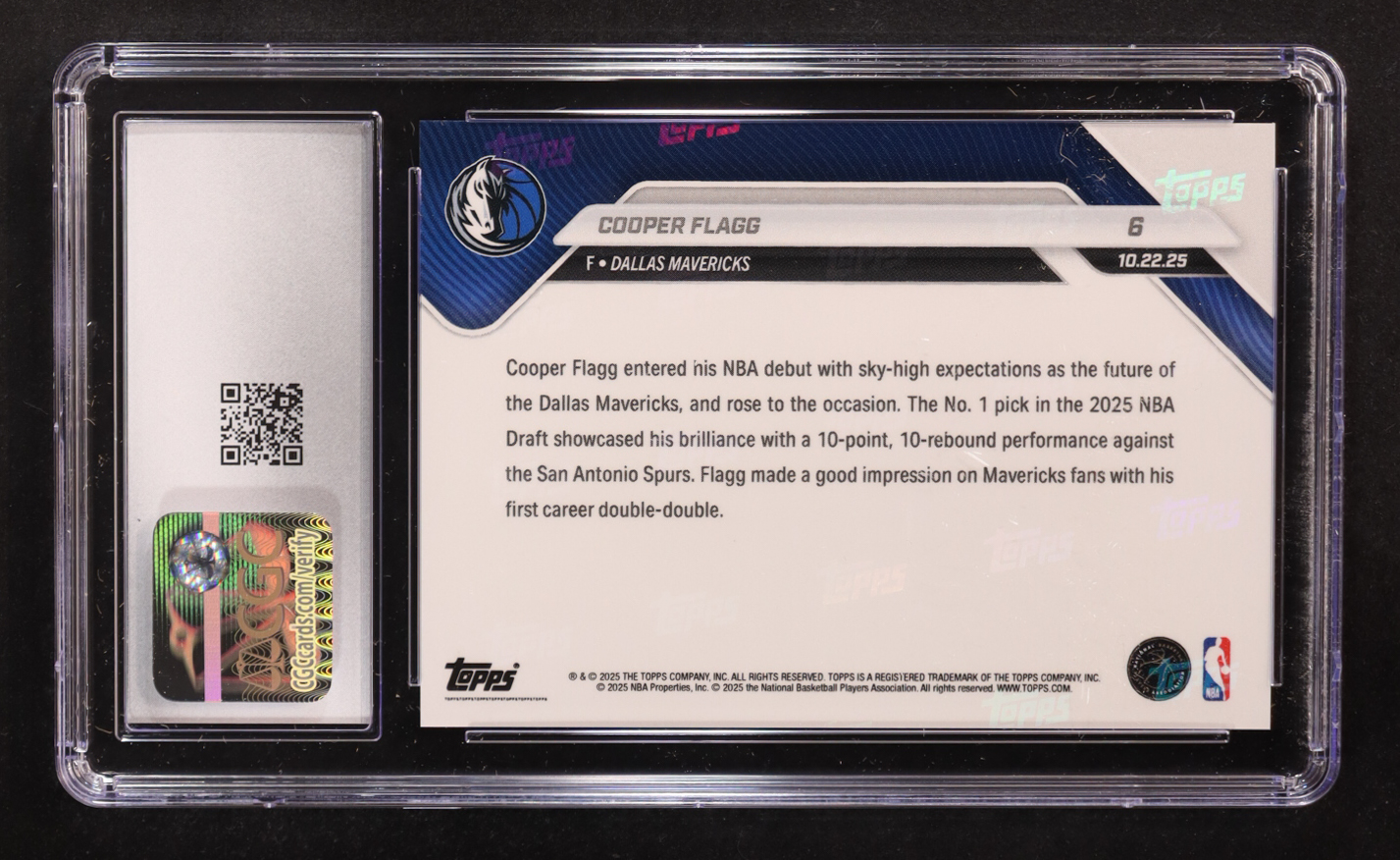 Cooper Flagg 2025-26 Topps Now #6 RC (CGC 9) at PristineAuction.com Cooper Flagg 2025-26 Topps Now #6 RC (CGC 9) at PristineAuction.com