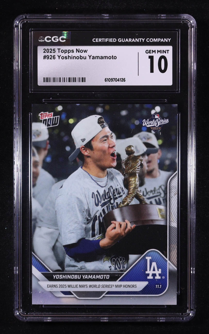 Yoshinobu Yamamoto 2025 Topps Now #926 (CGC 10) at PristineAuction.com Yoshinobu Yamamoto 2025 Topps Now #926 (CGC 10) at PristineAuction.com
