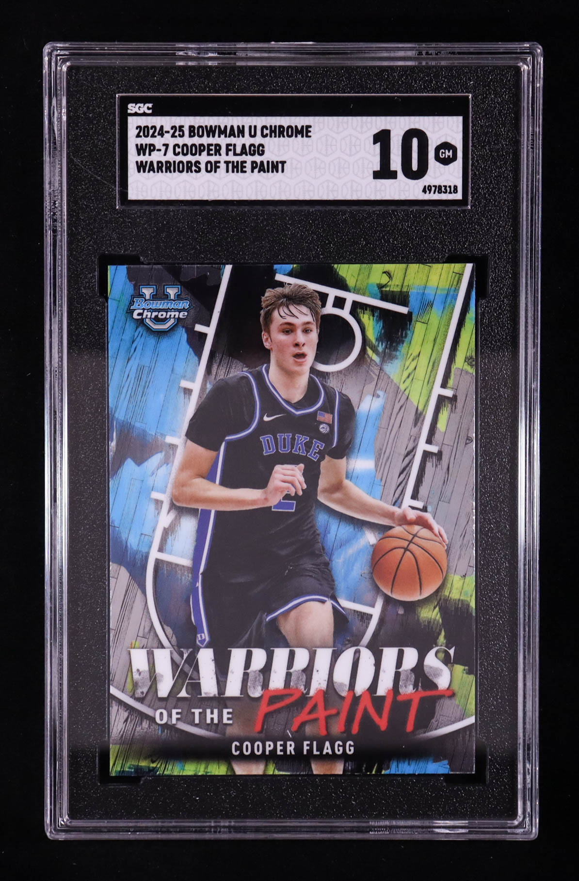 Cooper Flagg 2024-25 Bowman Chrome University Warriors of the Paint #WP7 RC (SGC 10) at PristineAuction.com Cooper Flagg 2024-25 Bowman Chrome University Warriors of the Paint #WP7 RC (SGC 10) at PristineAuction.com