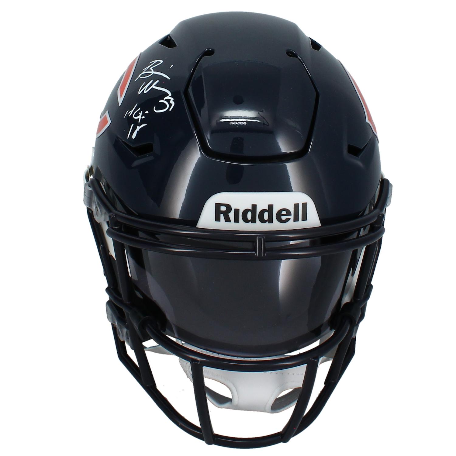 Brian Urlacher Signed Bears Mid-Size Speedflex Helmet Inscribed "HOF 18" (Beckett) at PristineAuction.com Brian Urlacher Signed Bears Mid-Size Speedflex Helmet Inscribed "HOF 18" (Beckett) at PristineAuction.com