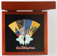 Walt Disney World Four Parks Pin Set with Wooden Box Display Case at PristineAuction.com
