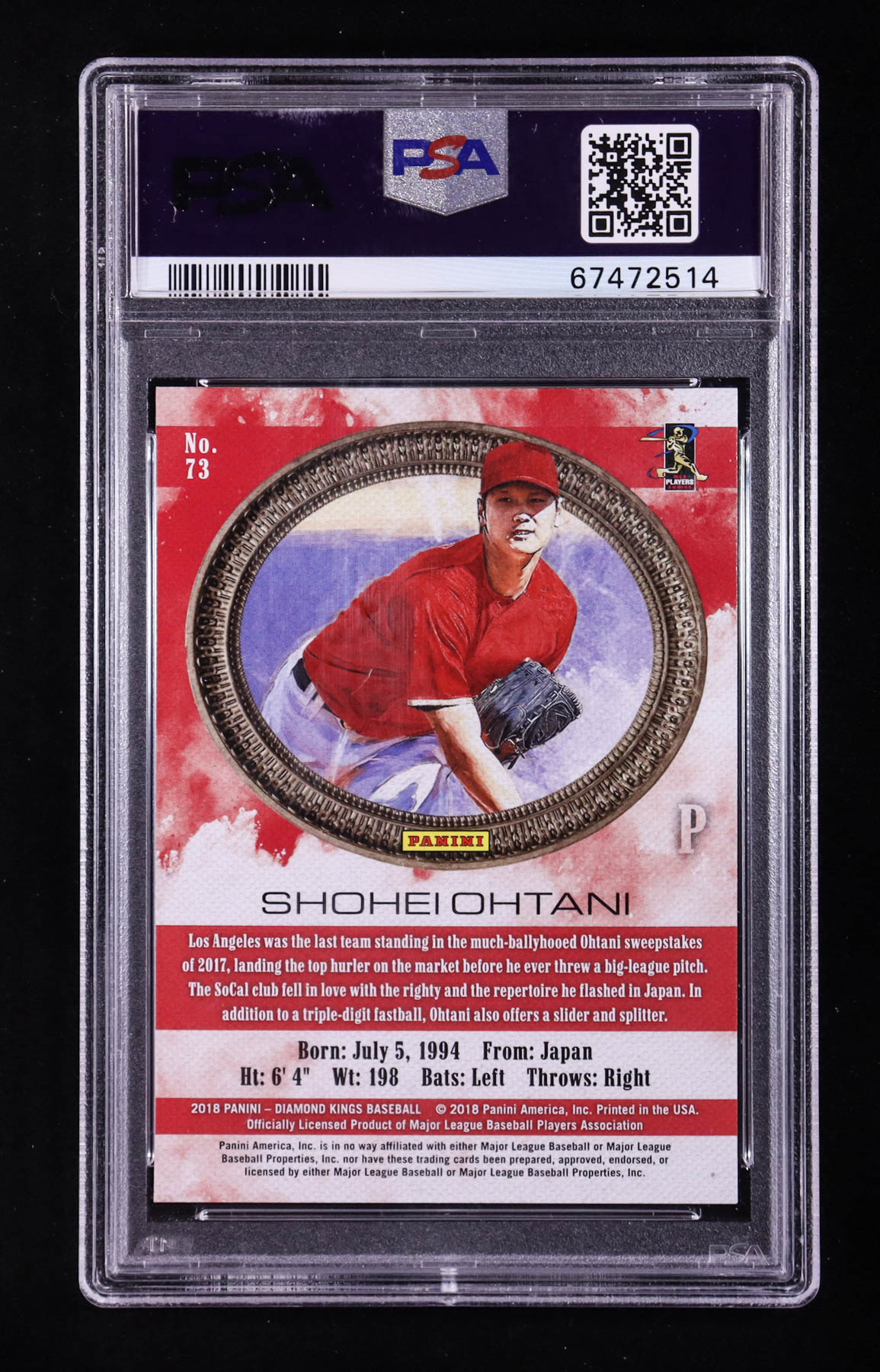 Shohei Ohtani 2018 Diamond Kings #73 RC (PSA 10) at PristineAuction.com Shohei Ohtani 2018 Diamond Kings #73 RC (PSA 10) at PristineAuction.com