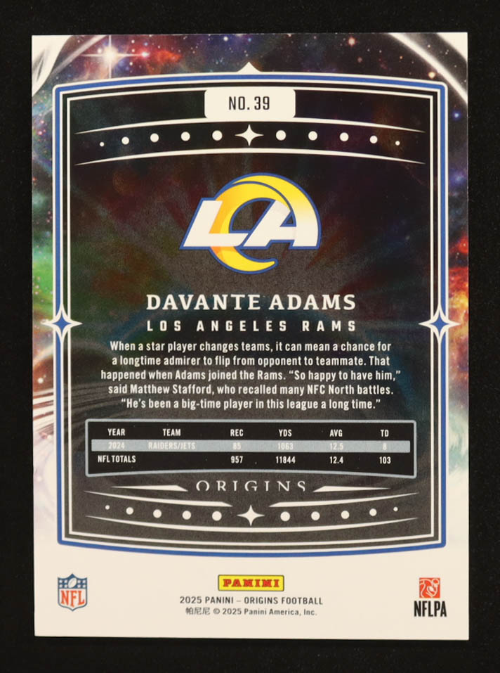 Davante Adams 2025 Panini Origins Orange #39 #052/149 at PristineAuction.com Davante Adams 2025 Panini Origins Orange #39 #052/149 at PristineAuction.com