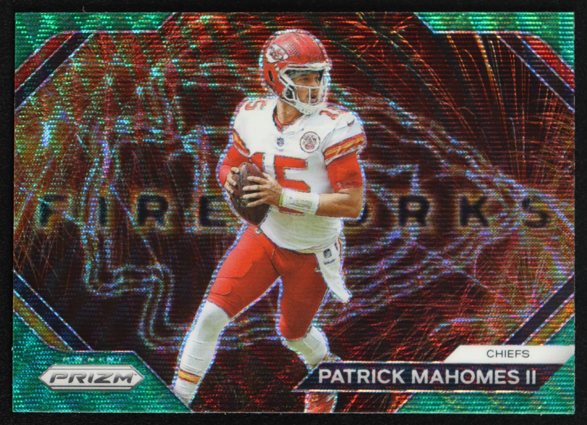 Patrick Mahomes II 2023 Panini Prizm Fireworks Prizms Green Wave #2 at PristineAuction.com Patrick Mahomes II 2023 Panini Prizm Fireworks Prizms Green Wave #2 at PristineAuction.com