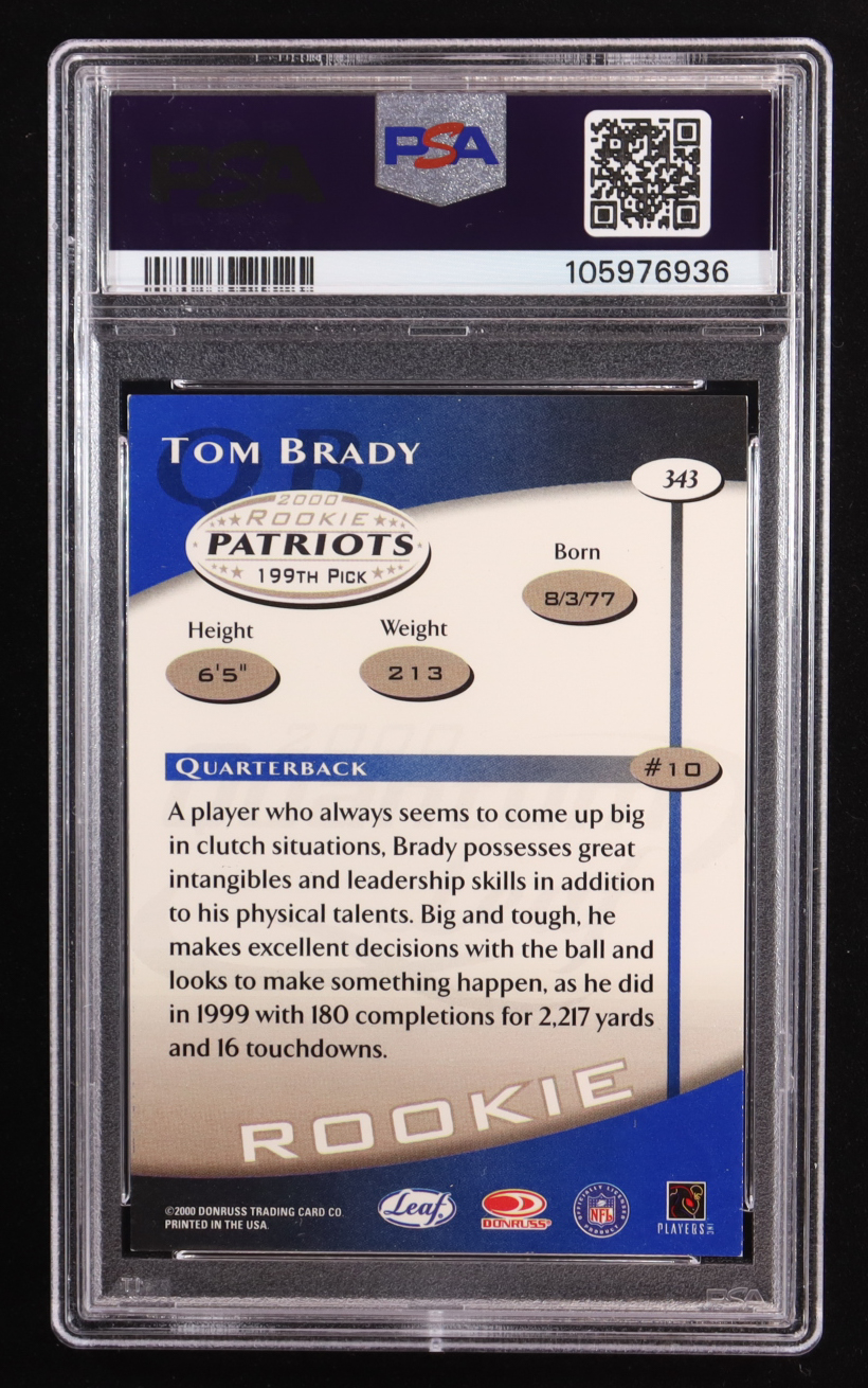 Tom Brady Signed 2000 Quantum Leaf #343 RC Inscribed "Go Blue" (PSA | Autograph Grade 10) at PristineAuction.com Tom Brady Signed 2000 Quantum Leaf #343 RC Inscribed "Go Blue" (PSA | Autograph Grade 10) at PristineAuction.com