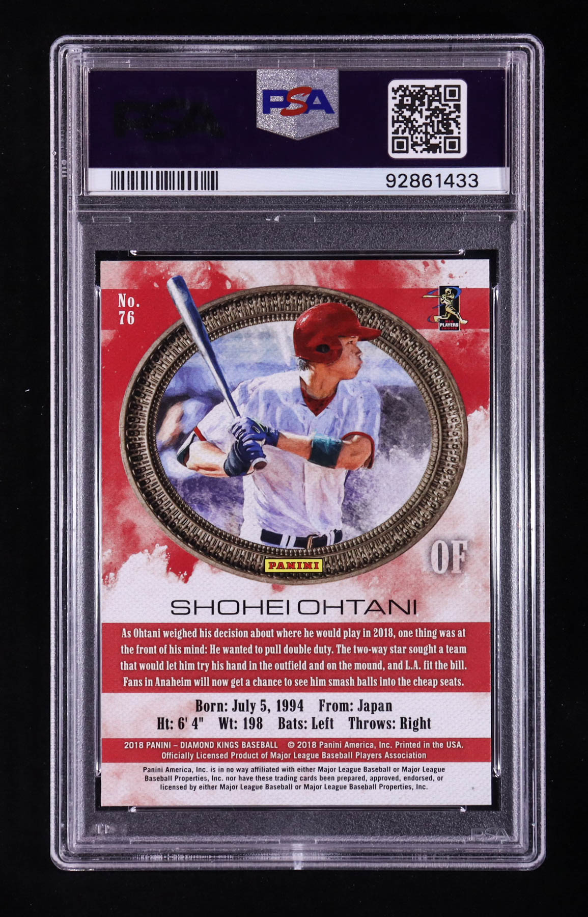 Shohei Ohtani 2018 Diamond Kings #76 RC (PSA 10) at PristineAuction.com Shohei Ohtani 2018 Diamond Kings #76 RC (PSA 10) at PristineAuction.com
