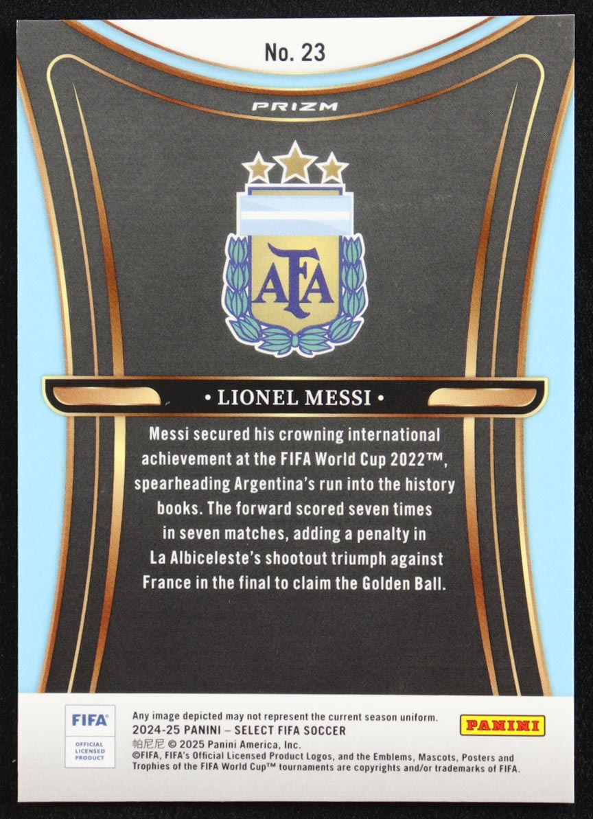 Lionel Messi 2024-25 Select FIFA Unstoppable FIFA Blue Pulsar #23 at PristineAuction.com Lionel Messi 2024-25 Select FIFA Unstoppable FIFA Blue Pulsar #23 at PristineAuction.com