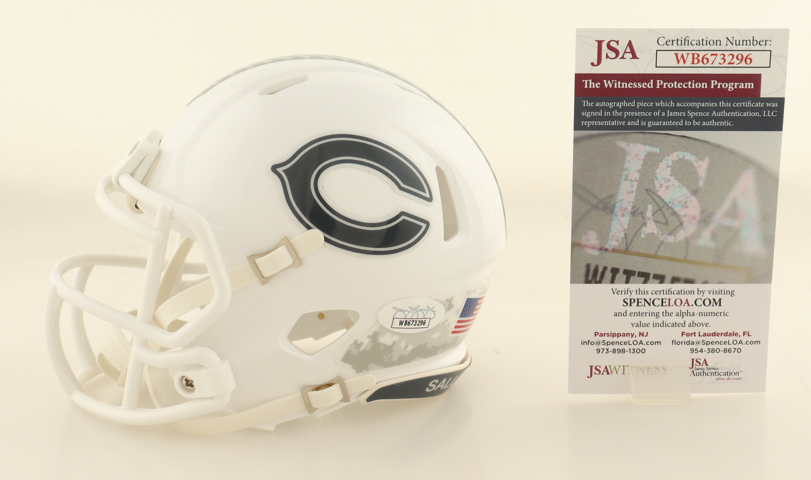 Tyrique Stevenson Signed Bears Salute To Service Alternate Speed Mini Helmet (JSA) at PristineAuction.com Tyrique Stevenson Signed Bears Salute To Service Alternate Speed Mini Helmet (JSA) at PristineAuction.com