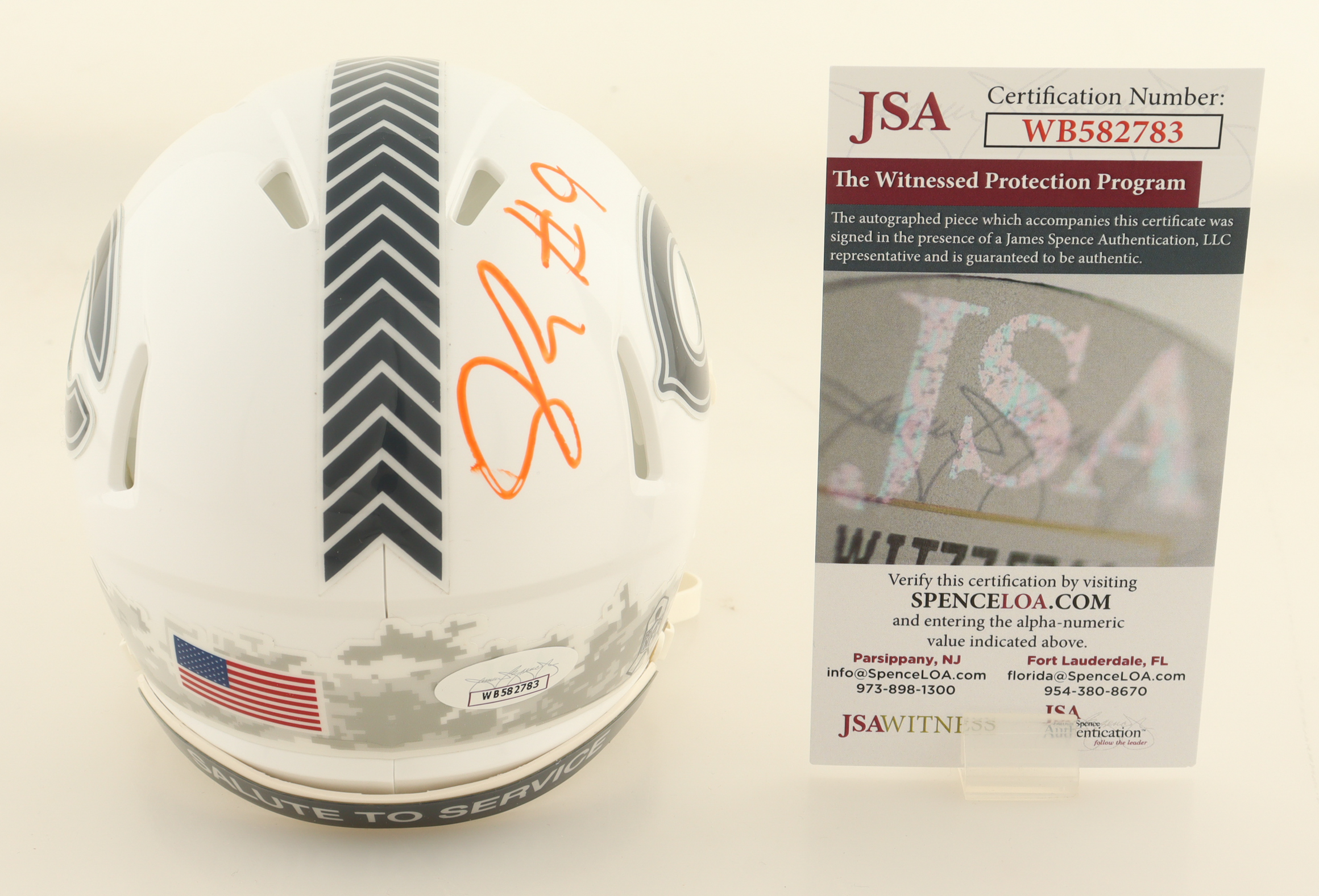 Jaquan Brisker Signed Bears Salute to Service Alternate Speed Mini Helmet (JSA) at PristineAuction.com Jaquan Brisker Signed Bears Salute to Service Alternate Speed Mini Helmet (JSA) at PristineAuction.com