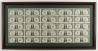 2017 U.S. $1 Dollar Bill Custom Framed Uncut Sheet Of (25) Bills at PristineAuction.com